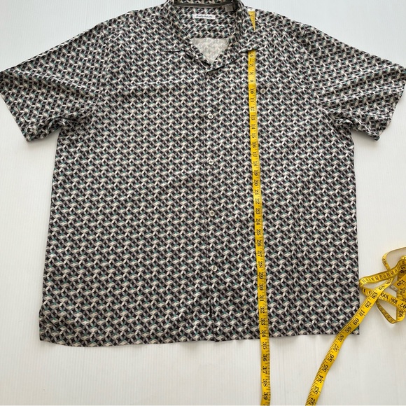 Tommy Bahama 100% Silk Short Sleeve Button Up Shirt Black Gray Pattern Size XXXL - Picture 9 of 9